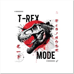 T-Rex Mode Unleashed, Fierce Dinosaur Artwork, Predatory Beast Mode, Aggressive, Dynamic, Striking Posters and Art